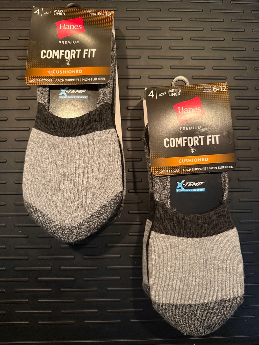 Hanes Men’s Premium Comfort Fit Cushioned No-Show Liner Socks 4-Pack